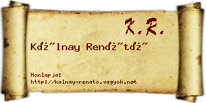 Kálnay Renátó névjegykártya